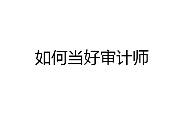 如何当好审计师
