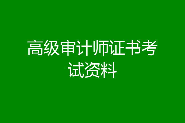高级审计师证书考试资料