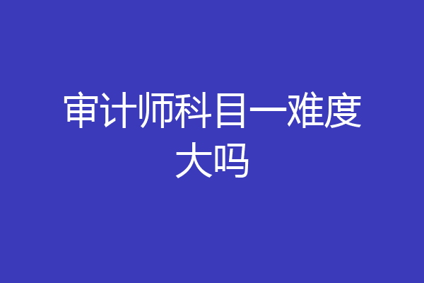 审计师科目一难度大吗