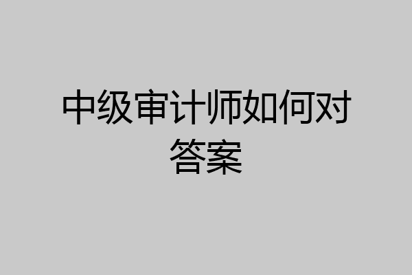 中级审计师如何对答案