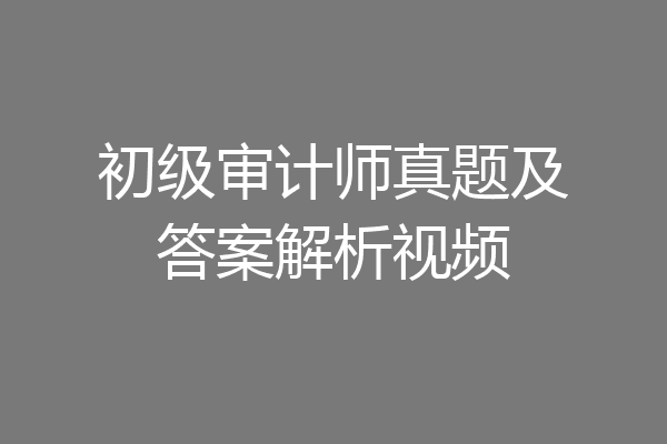 初级审计师真题及答案解析视频