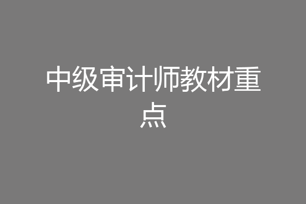 中级审计师教材重点