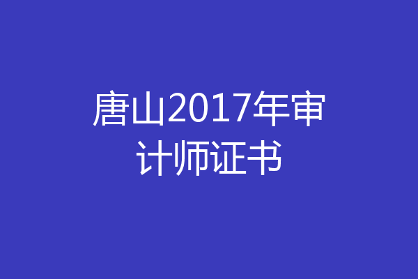 唐山2017年审计师证书