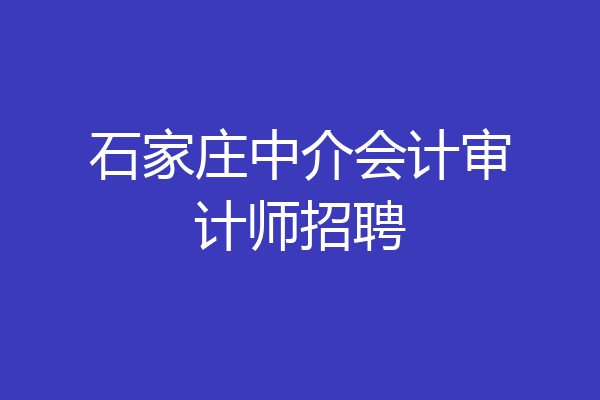 石家庄中介会计审计师招聘