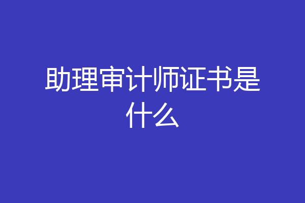 助理审计师证书是什么