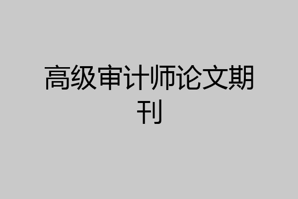 高级审计师论文期刊
