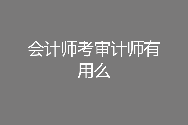 会计师考审计师有用么