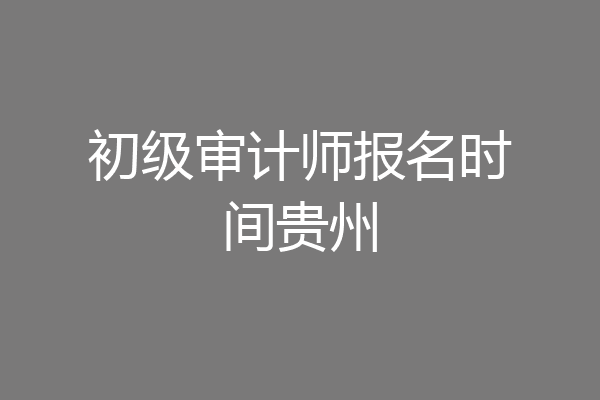 初级审计师报名时间贵州