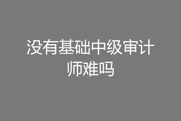 没有基础中级审计师难吗