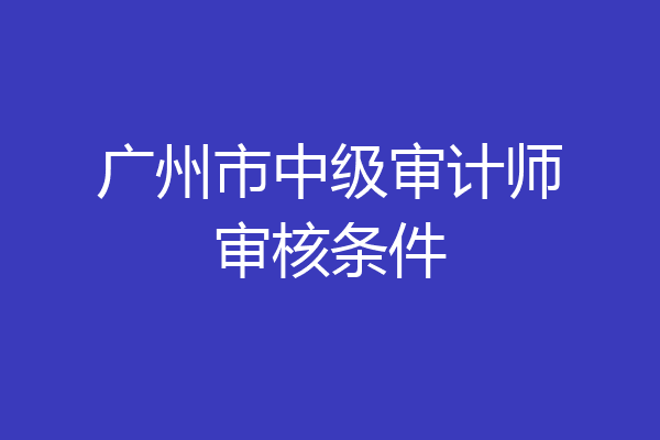 广州市中级审计师审核条件