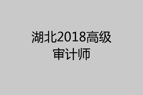 湖北2018高级审计师