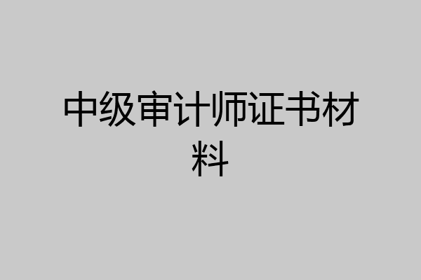 中级审计师证书材料