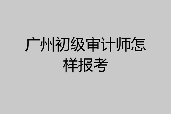 广州初级审计师怎样报考
