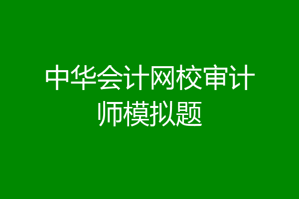中华会计网校审计师模拟题