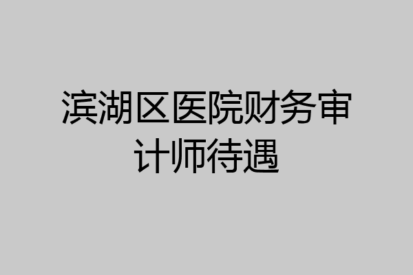 滨湖区医院财务审计师待遇