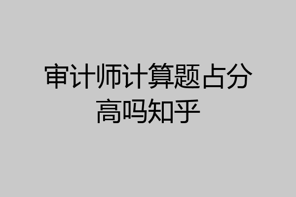 审计师计算题占分高吗知乎