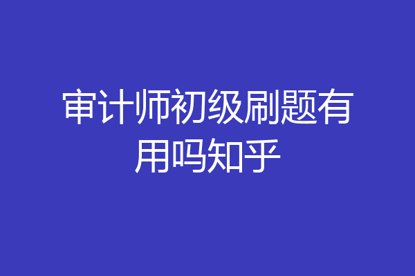 审计师初级刷题有用吗知乎