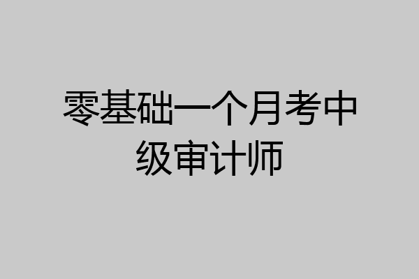 零基础一个月考中级审计师