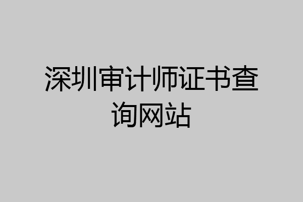 深圳审计师证书查询网站