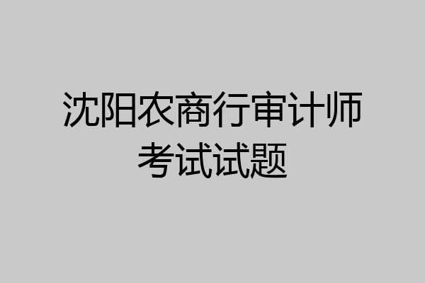 沈阳农商行审计师考试试题