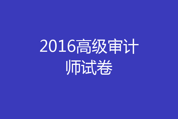 2016高级审计师试卷