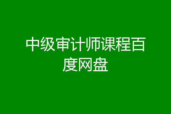中级审计师课程百度网盘
