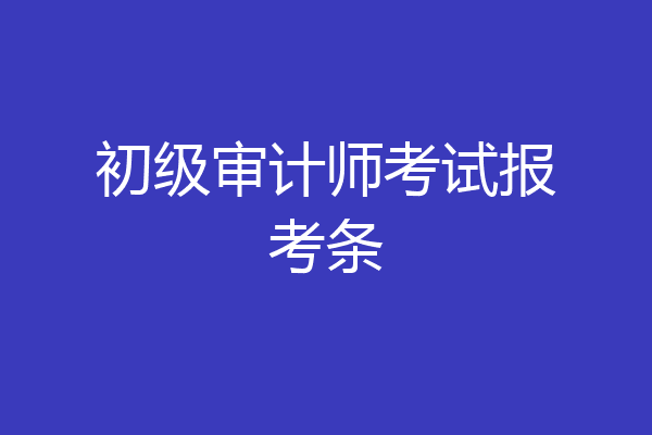 初级审计师考试报考条