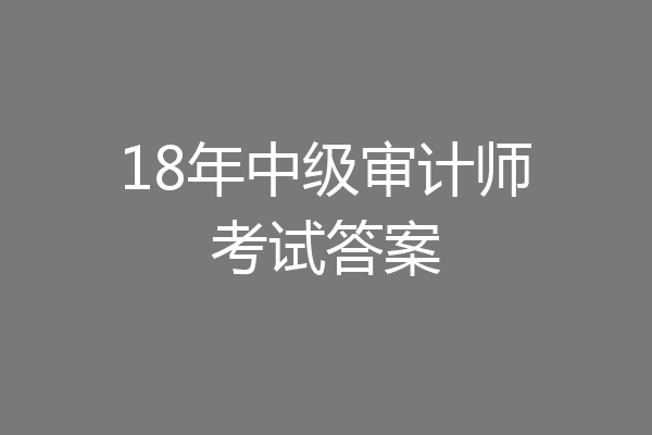 18年中级审计师考试答案