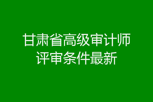 甘肃省高级审计师评审条件最新