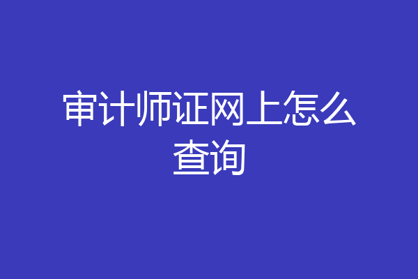 审计师证网上怎么查询