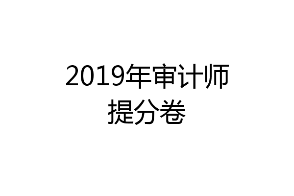 2019年审计师提分卷