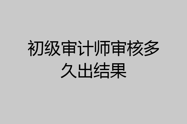 初级审计师审核多久出结果