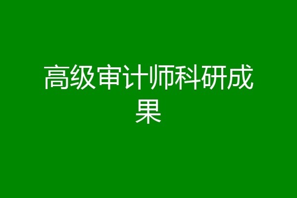 高级审计师科研成果