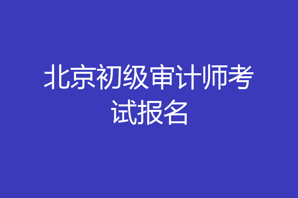 北京初级审计师考试报名