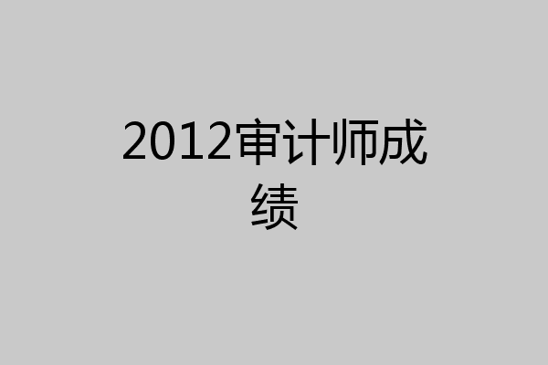 2012审计师成绩