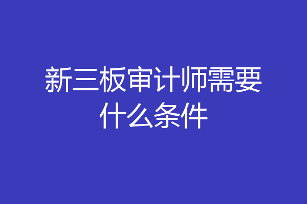 新三板审计师需要什么条件