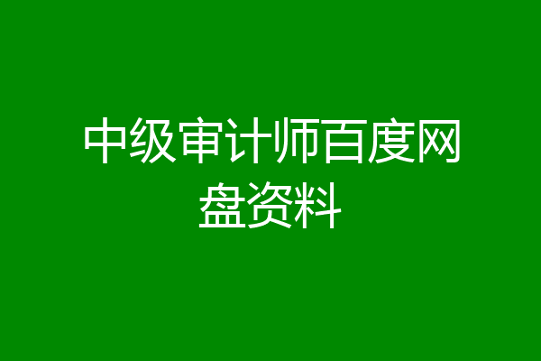 中级审计师百度网盘资料