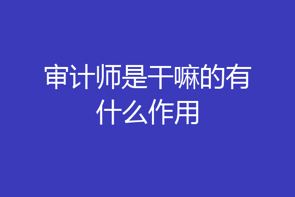 审计师是干嘛的有什么作用