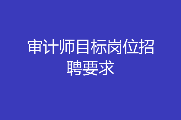 审计师目标岗位招聘要求