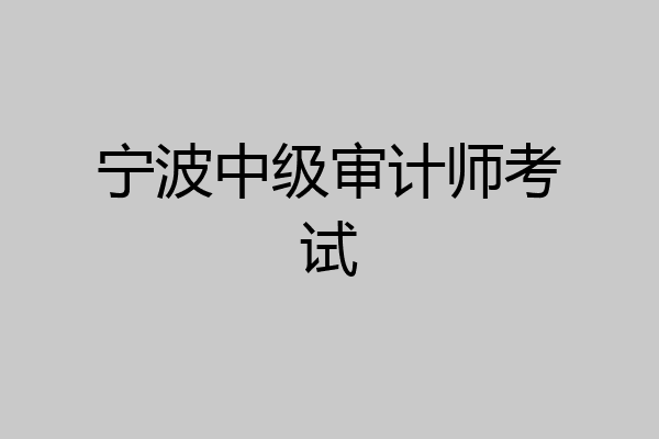 宁波中级审计师考试