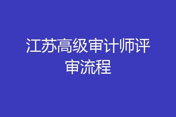 江苏高级审计师评审流程