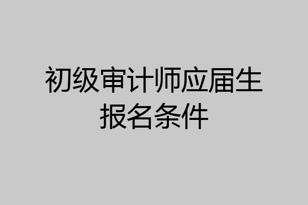 初级审计师应届生报名条件