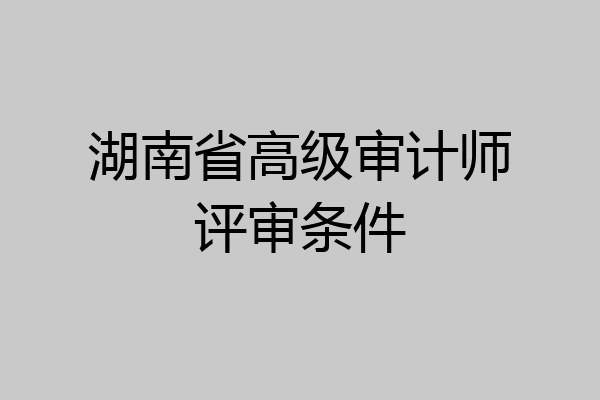 湖南省高级审计师评审条件