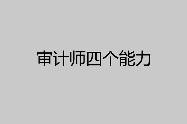 审计师四个能力