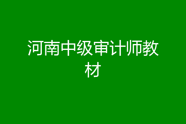 河南中级审计师教材