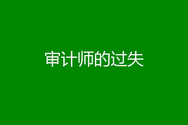 审计师的过失