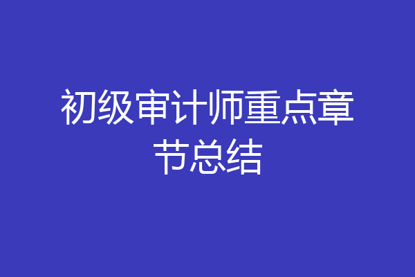 初级审计师重点章节总结