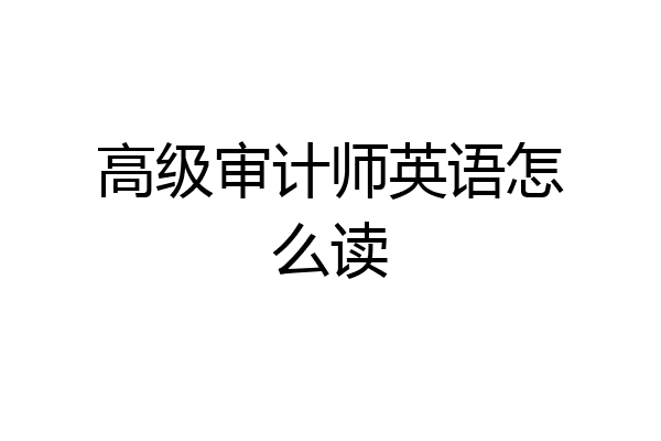 高级审计师英语怎么读
