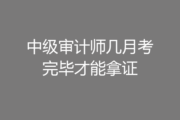 中级审计师几月考完毕才能拿证