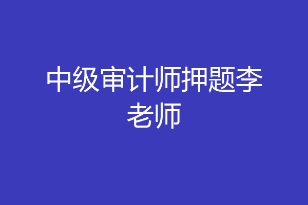 中级审计师押题李老师
